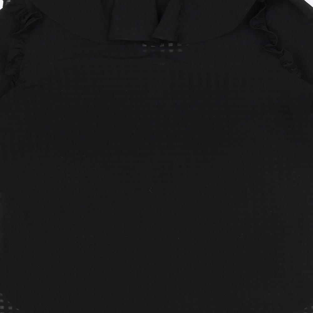 Wallis Womens Black Check Polyester Tunic Blouse Size 10 V-Neck