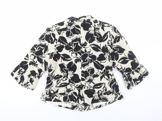 Ice Womens Ivory Floral Jacket Size 10 Button