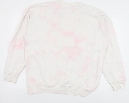 Preworn Womens Pink Geometric Cotton Pullover Sweatshirt Size M Pullover - Tie Dye Pattern