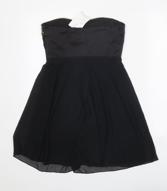 Elise Ryan Womens Black Cotton Bodycon Size 10 Sweetheart Pullover