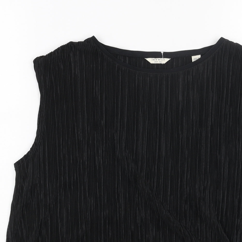 Jack Wills Womens Black Polyester Basic Tank Size 10 Boat Neck