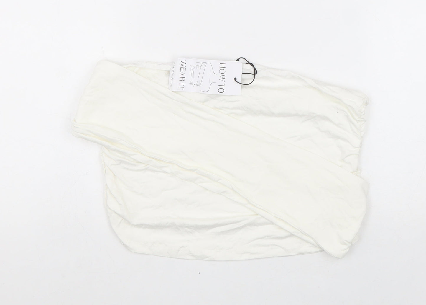 Stradivarius Womens White Viscose Cropped Blouse Size XL One Shoulder