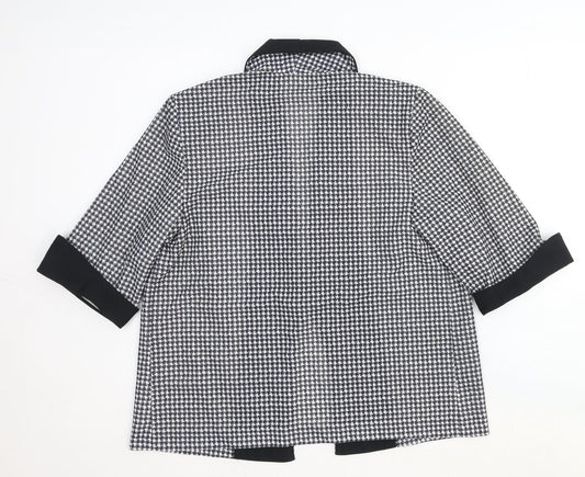 Justine Womens Black Houndstooth Viscose Jacket Blazer Size 16