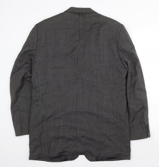 Preworn Mens Grey Geometric Wool Jacket Blazer Size 40 Regular