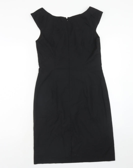 Massimo Womens Black Polyester Pencil Dress Size 8 Boat Neck Zip