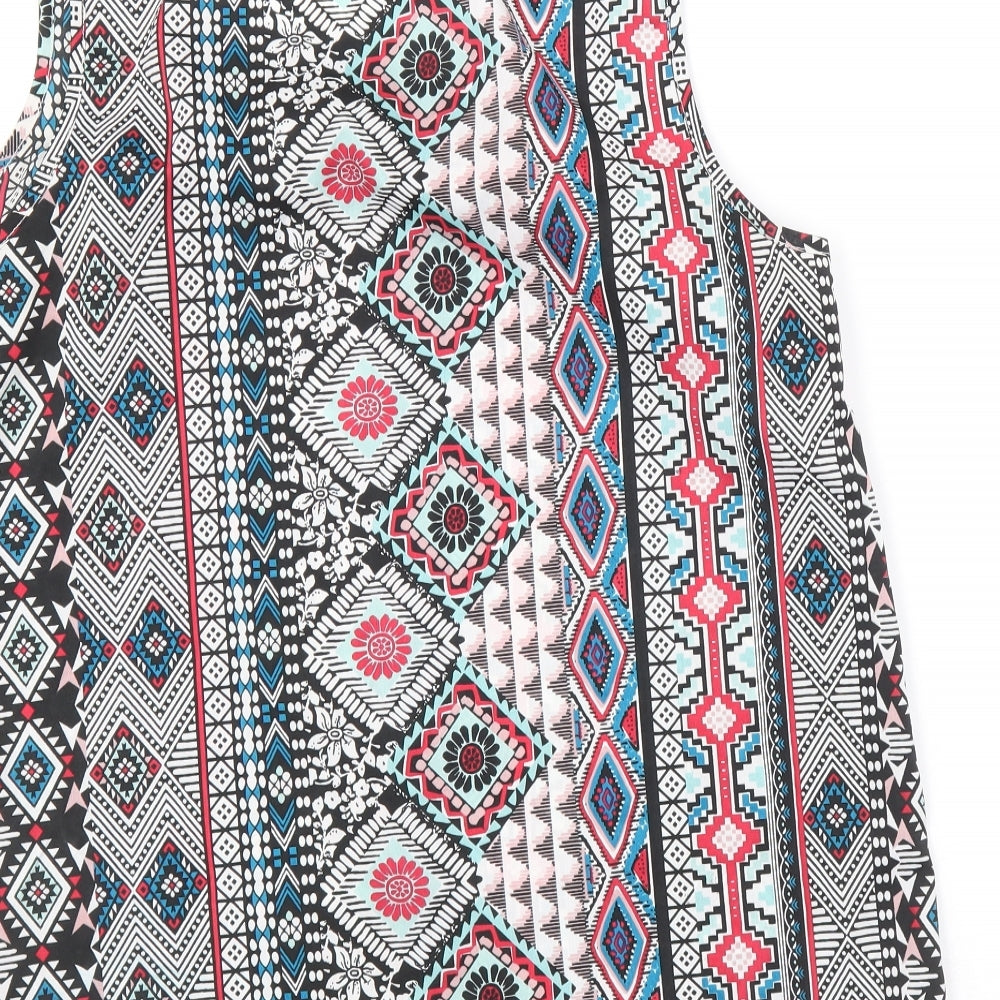 South Womens Multicoloured Geometric Polyester Basic Tank Size 12 Scoop Neck