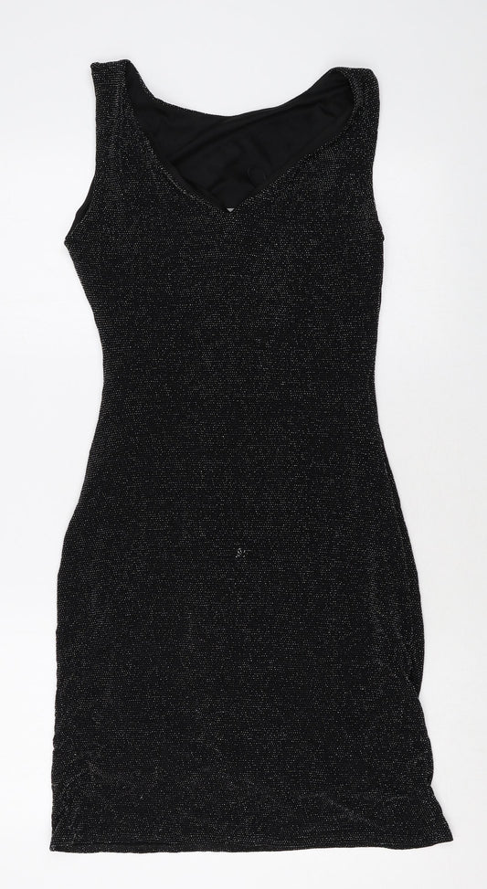 Wallis Womens Black Nylon A-Line Size 12 Round Neck Pullover