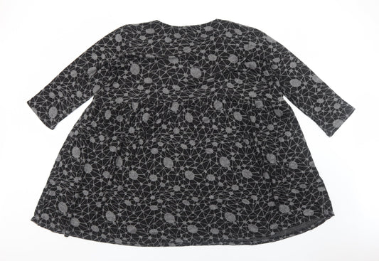 158C Womens Grey Geometric Viscose Shift Size L Round Neck Pullover
