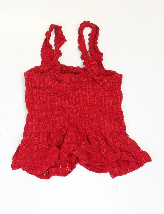 Hollister Womens Red Viscose Basic Tank Size S Square Neck - Drop hem