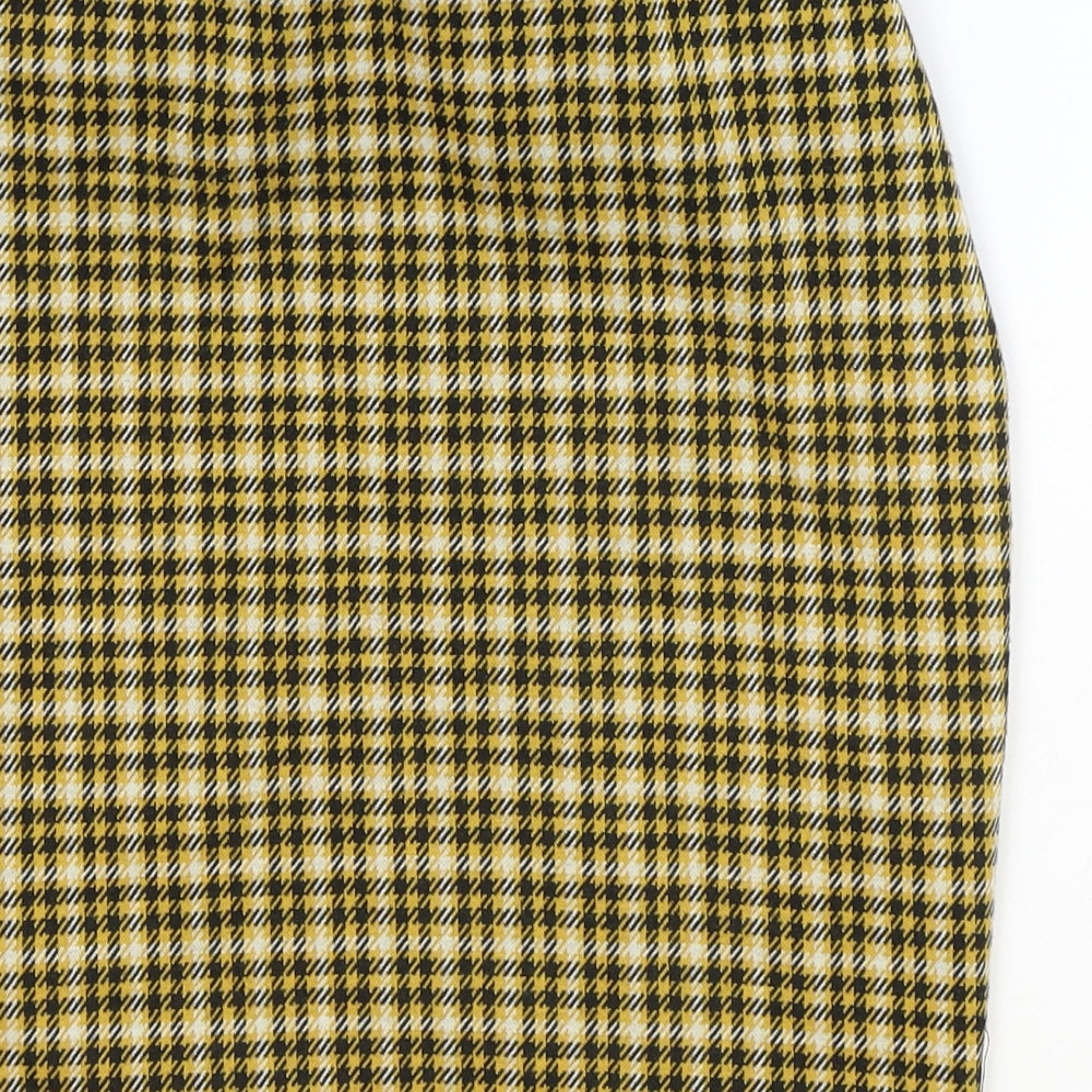 New Look Womens Yellow Plaid Polyester Straight & Pencil Skirt Size 6
