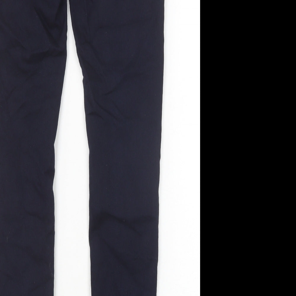 Marks and Spencer Womens Blue Cotton Trousers Size 8 Extra-Slim Zip