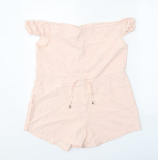 Preworn Womens Pink Polyester Playsuit One-Piece Size M Tie