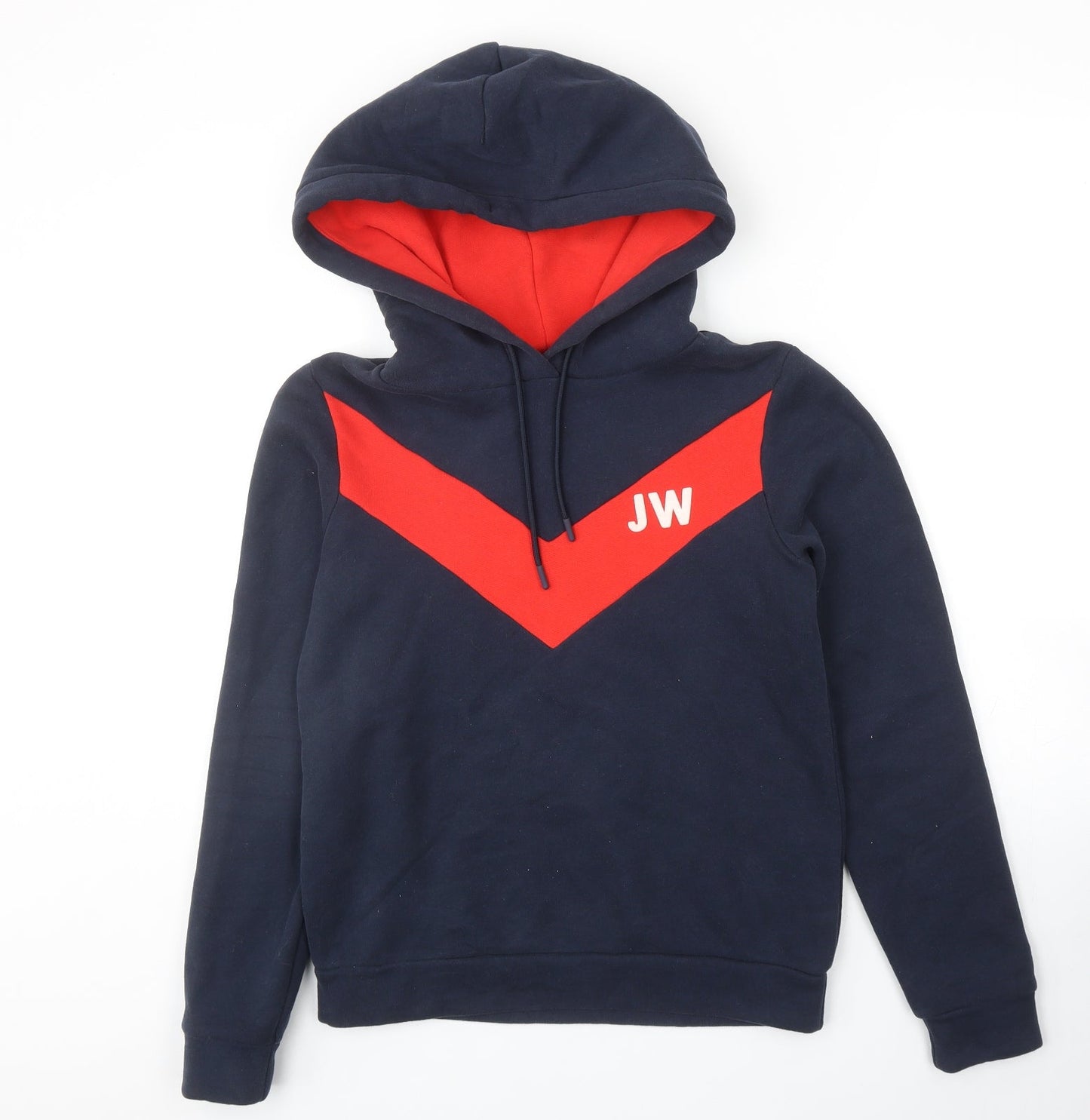 Jack Wills Womens Blue Colourblock Cotton Pullover Hoodie Size 6 Pullover