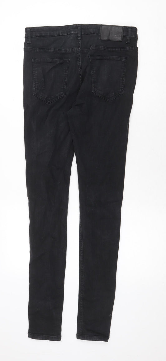 Bee Inspired Womens Black Cotton Skinny Jeans Size 32 in Regular Zip