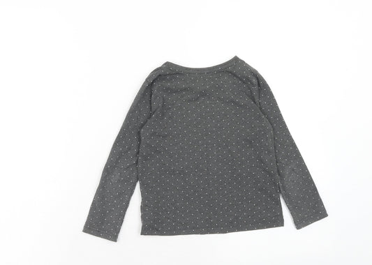 Primark Girls Grey Plaid Cotton Basic Blouse Size 4 Years Boat Neck Pullover - Bonjour, Heart