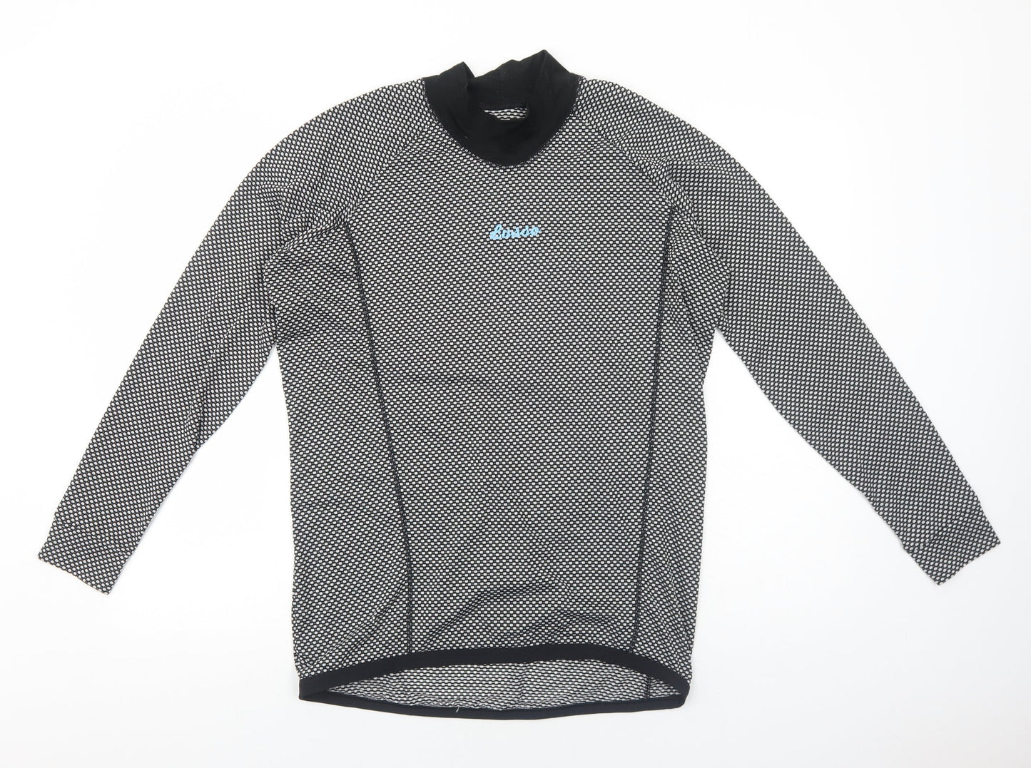 Lusso Womens Black Floral Polyester Basic T-Shirt Size 2XL Mock Neck Pullover - Cycling