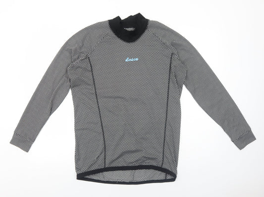 Lusso Womens Black Floral Polyester Basic T-Shirt Size 2XL Mock Neck Pullover - Cycling