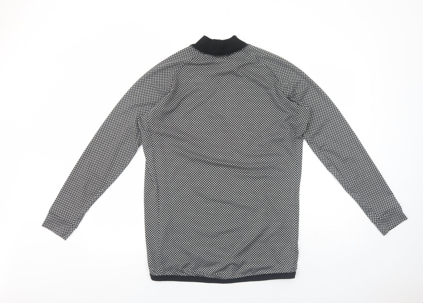 Lusso Womens Black Floral Polyester Basic T-Shirt Size 2XL Mock Neck Pullover - Cycling