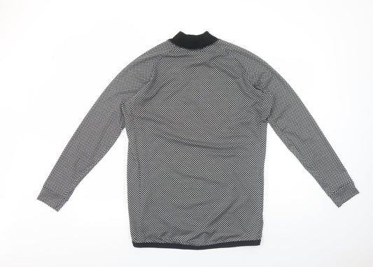 Lusso Womens Black Floral Polyester Basic T-Shirt Size 2XL Mock Neck Pullover - Cycling