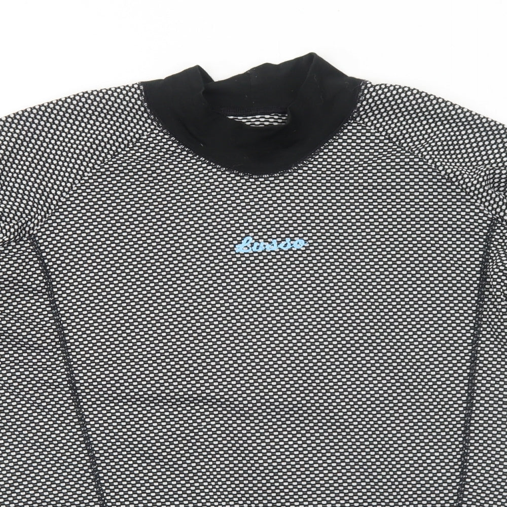 Lusso Womens Black Floral Polyester Basic T-Shirt Size 2XL Mock Neck Pullover - Cycling