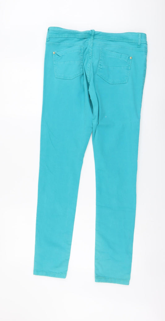 Denim & Co. Womens Green Cotton Skinny Jeans Size 14 L31 in Regular Button