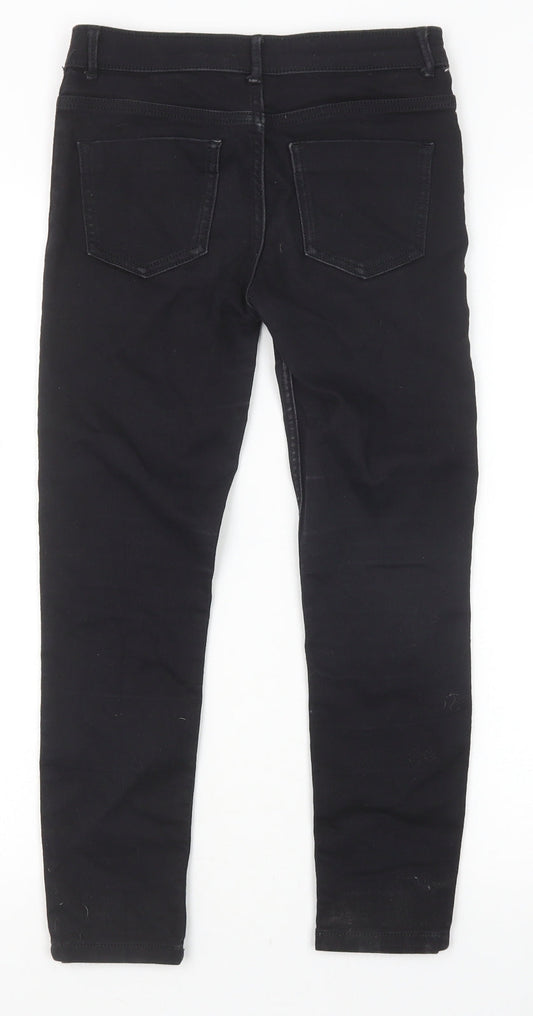 River Island Girls Black Cotton Skinny Jeans Size 9 Years Slim Zip