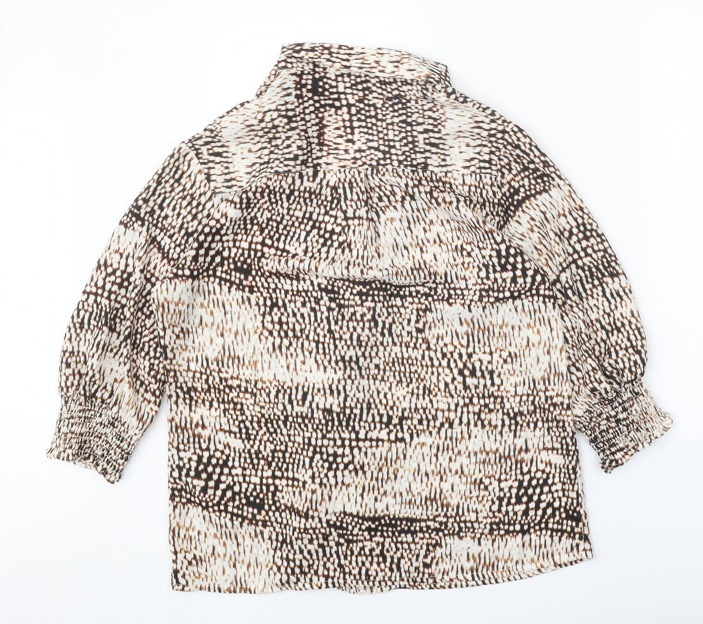 JD Williams Womens Beige Geometric Polyester Basic Blouse Size 12 V-Neck