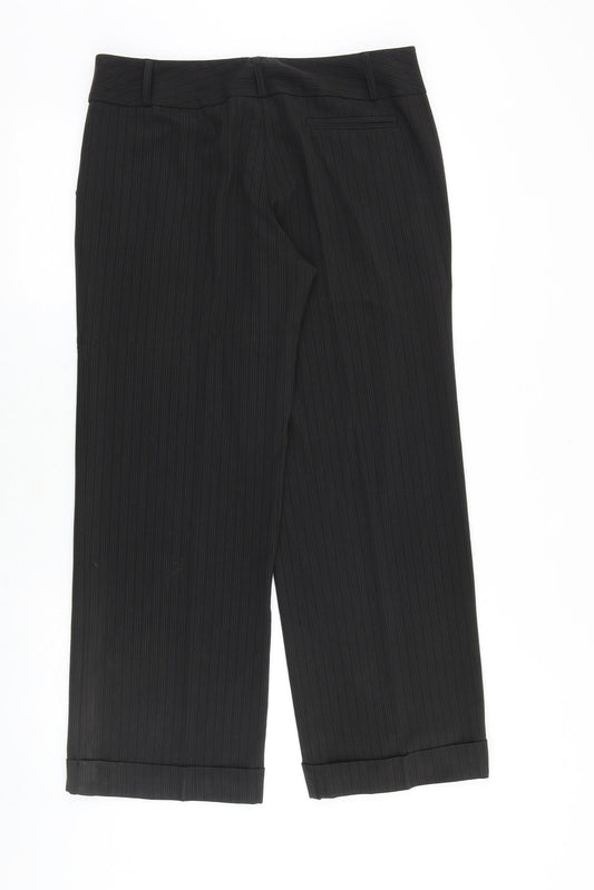 Dorothy Perkins Womens Brown Striped Polyester Trousers Size 12 Regular Zip