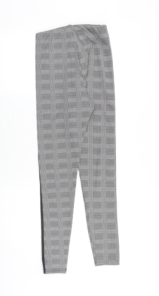 Preworn Womens Black Plaid Cotton Trousers Size S Slim