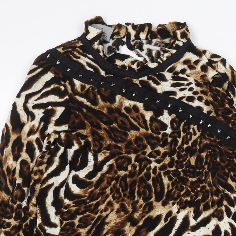 Reclaimed Vintage Womens Brown Animal Print Viscose Basic Blouse Size M Round Neck - Leopard Print