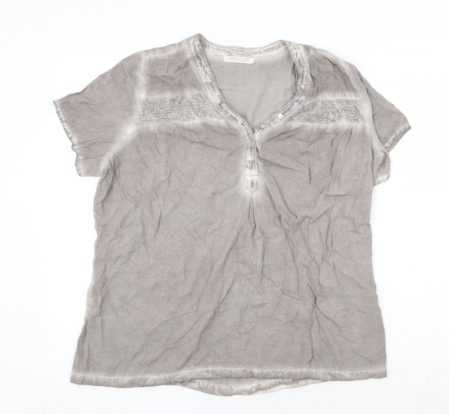 Anna Rose Womens Grey Viscose Basic T-Shirt Size L V-Neck