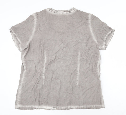 Anna Rose Womens Grey Viscose Basic T-Shirt Size L V-Neck