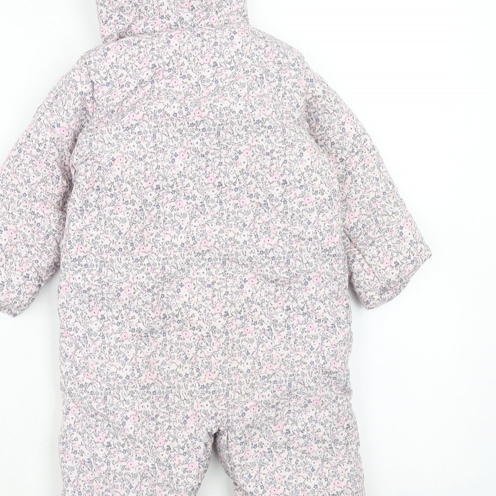 Mothercare Girls Pink Floral Polyamide Quilted Poncho Size 12-18 Months Zip