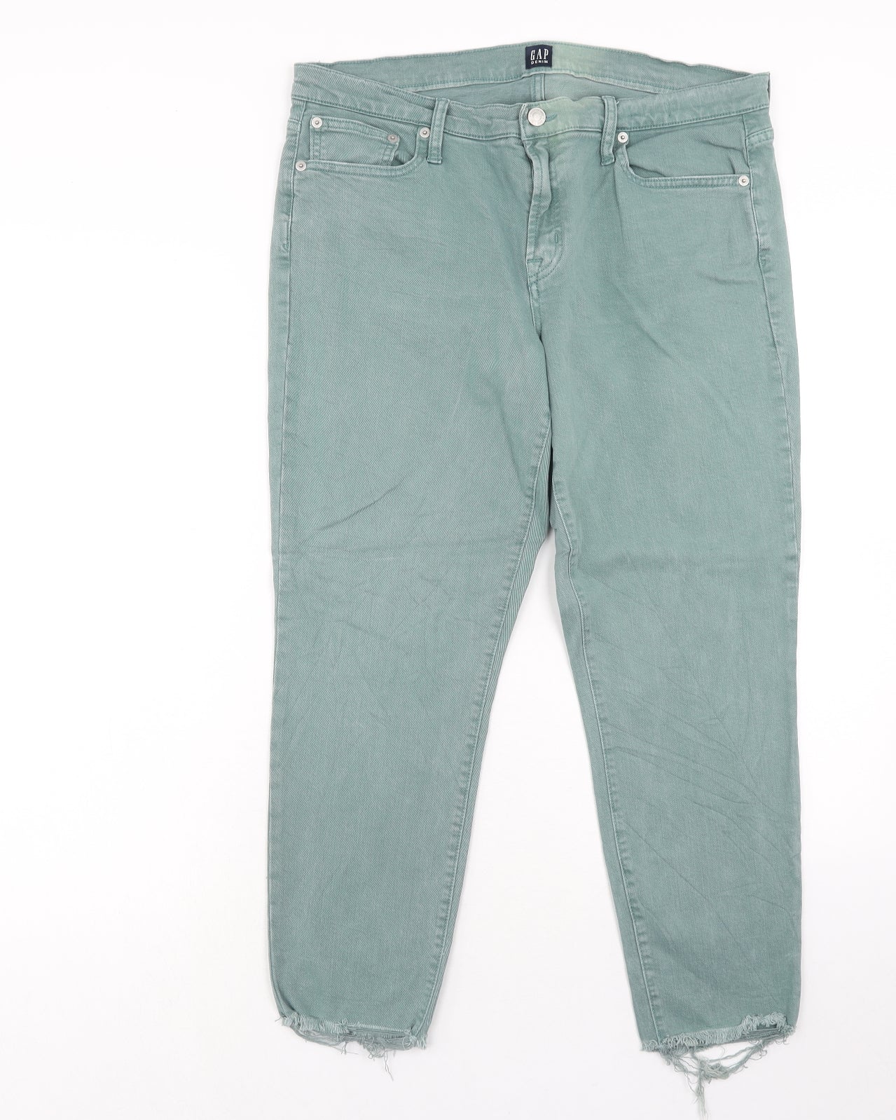 Gap Womens Green Cotton Straight Jeans Size 32 in Regular Zip