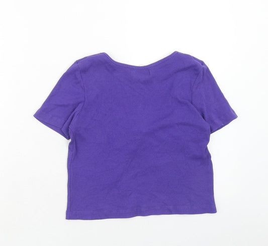 Brave Soul Womens Purple Cotton Basic Blouse Size XS V-Neck