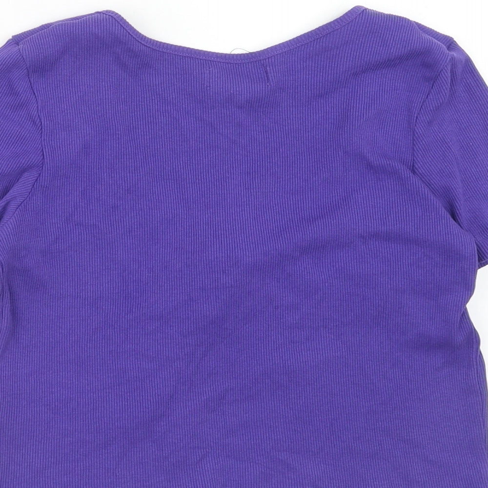 Brave Soul Womens Purple Cotton Basic Blouse Size XS V-Neck