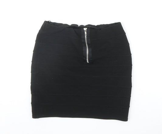 Therapy Womens Black Polyester Bandage Skirt Size 8 Zip