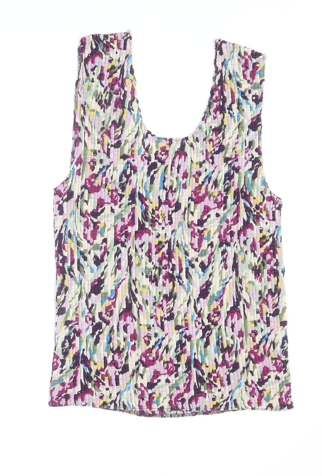 Nicola Womens Multicoloured Geometric Polyester Basic Tank Size L Scoop Neck