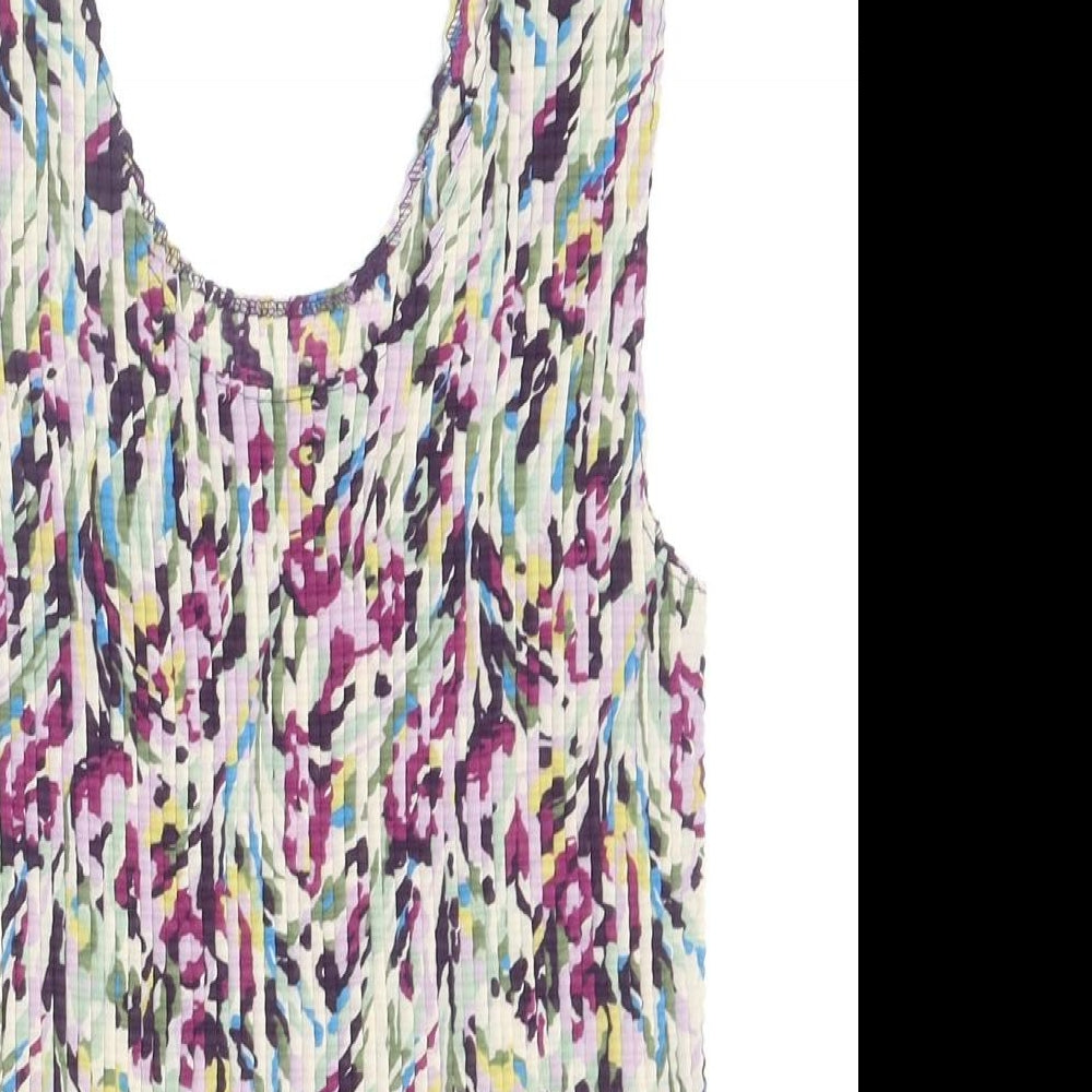 Nicola Womens Multicoloured Geometric Polyester Basic Tank Size L Scoop Neck