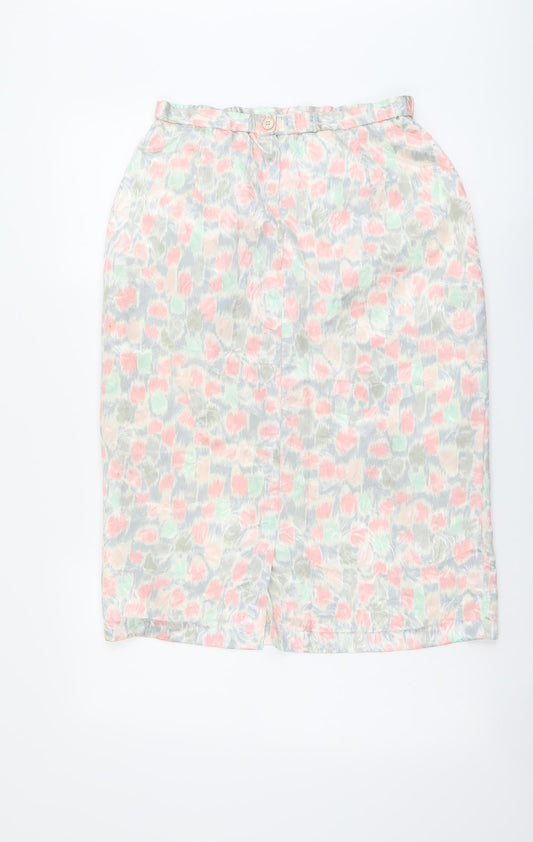 Gina Bacconi Womens Multicoloured Floral Polyester Straight & Pencil Skirt Size 16 Zip