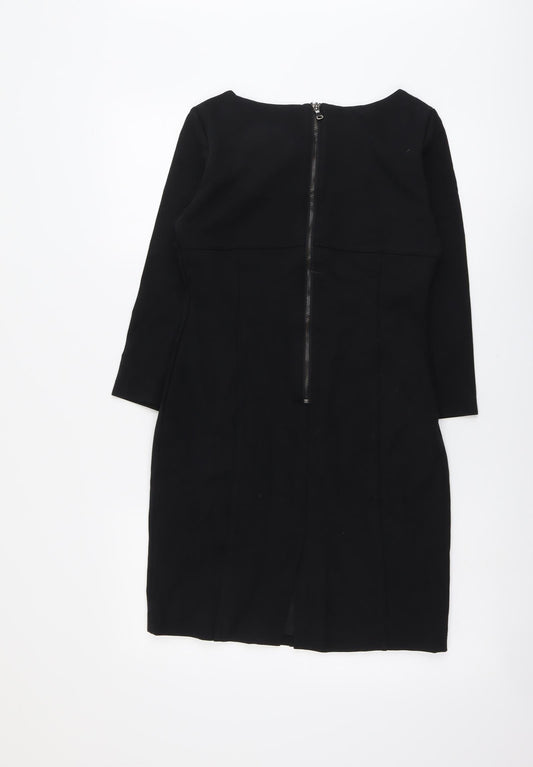 Komufond Womens Black Polyester A-Line Size M Round Neck Zip