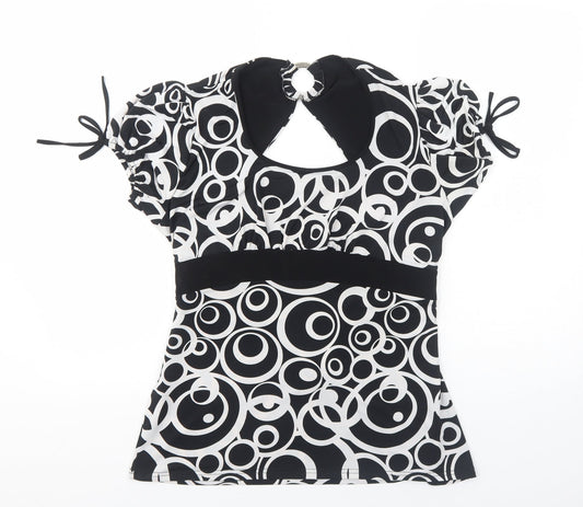 Womens UK Size XL BASSINI Black Polyester T-Shirt