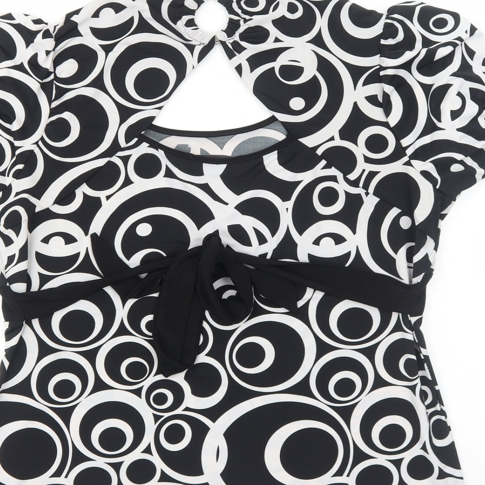 Womens UK Size XL BASSINI Black Polyester T-Shirt