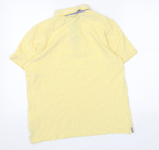 OVS Mens Yellow Cotton Polo Size M Collared Pullover