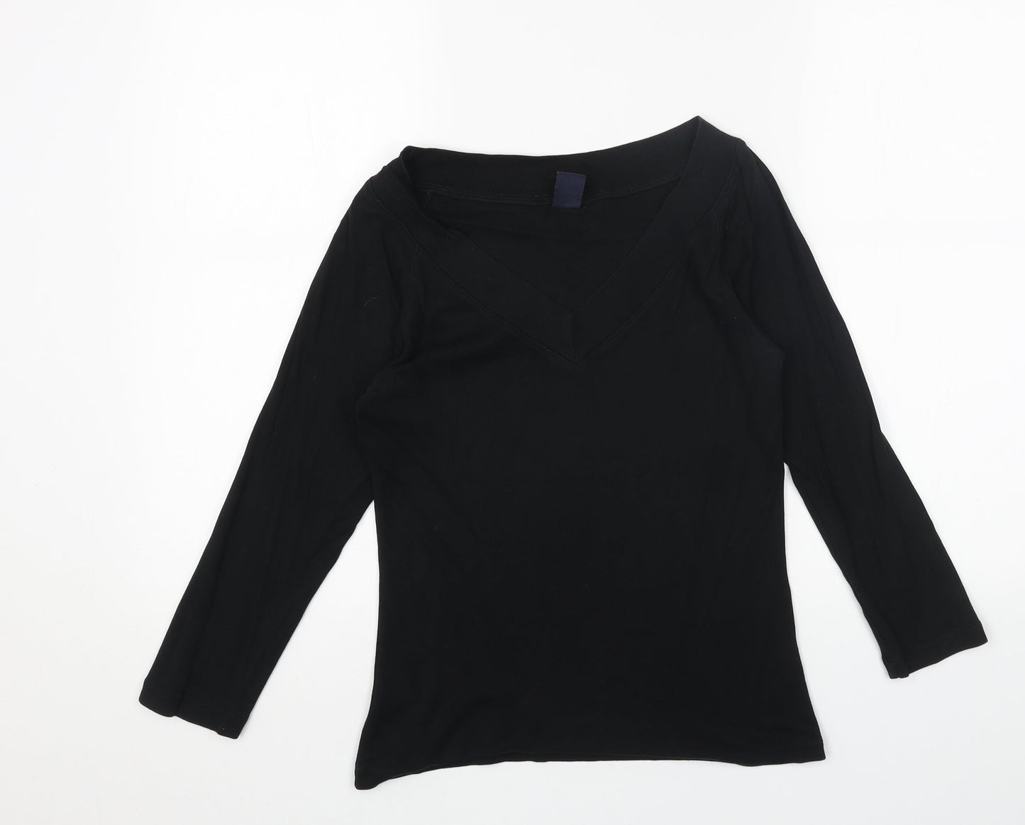 Gap Womens Black Cotton Basic Blouse Size S V-Neck