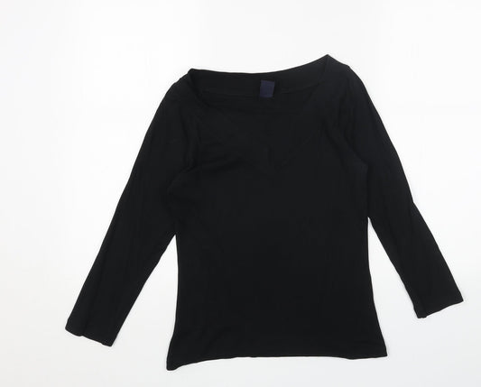 Gap Womens Black Cotton Basic Blouse Size S V-Neck