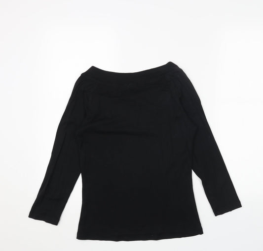Gap Womens Black Cotton Basic Blouse Size S V-Neck