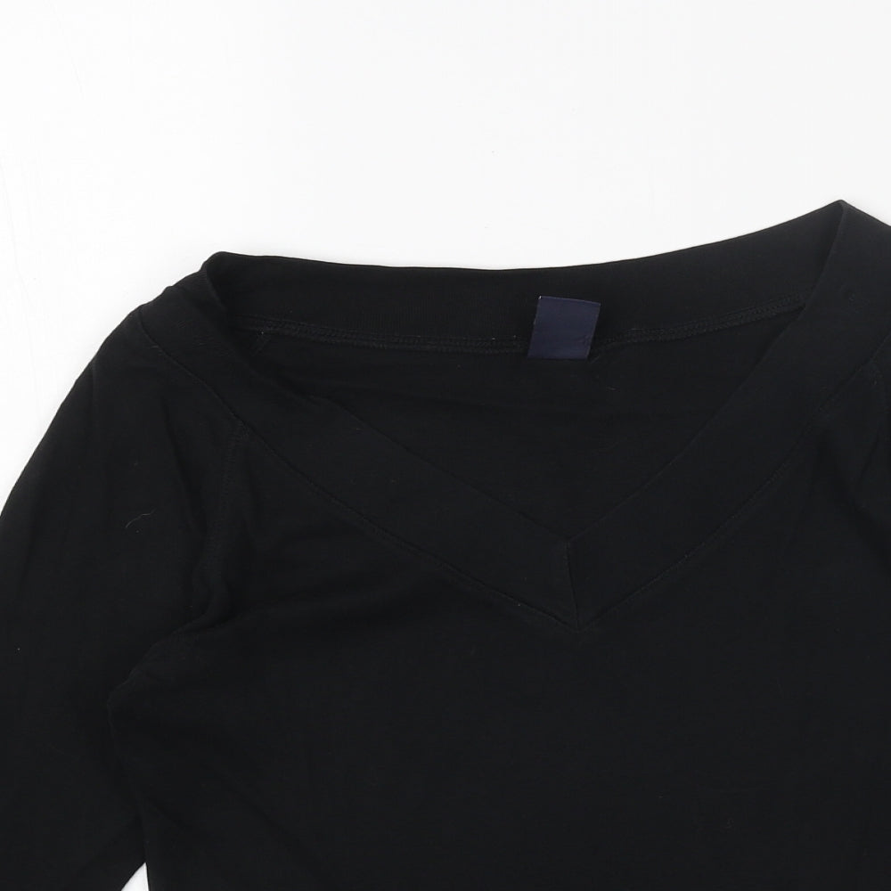 Gap Womens Black Cotton Basic Blouse Size S V-Neck