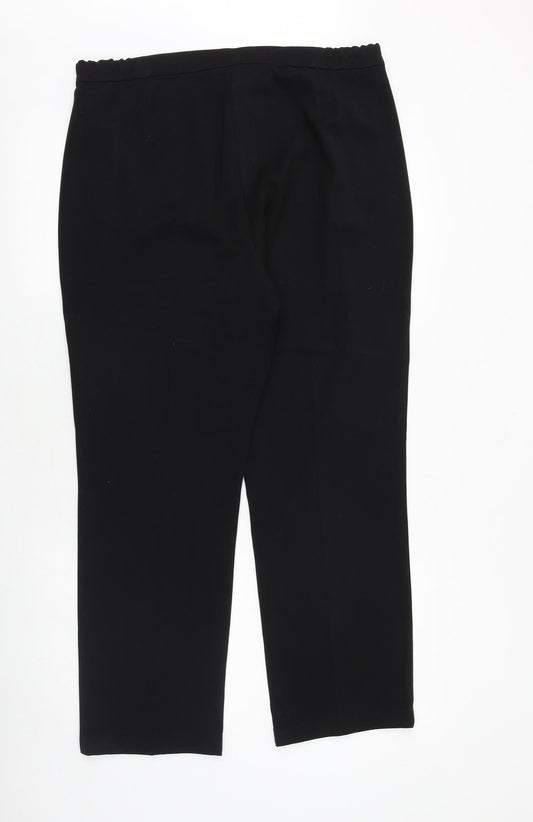 Marks and Spencer Womens Black Polyester Trousers Size 14 Regular Zip