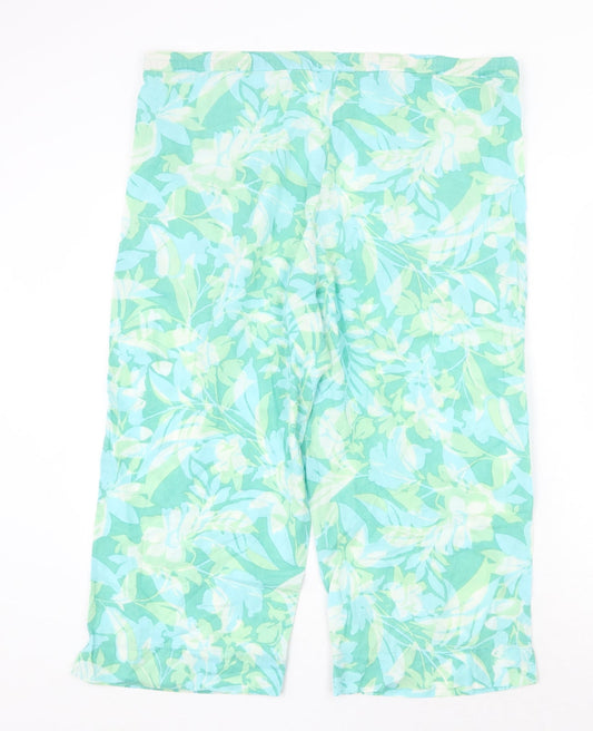 Preworn Womens Green Geometric Polyester Trousers Size 40 in Regular Tie - Leaf Print